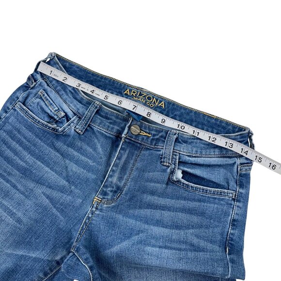 Arizona Jean Co. Womens Flared Leg Blue Denim Jeans Size 7 Short Western - Picture 5 of 13